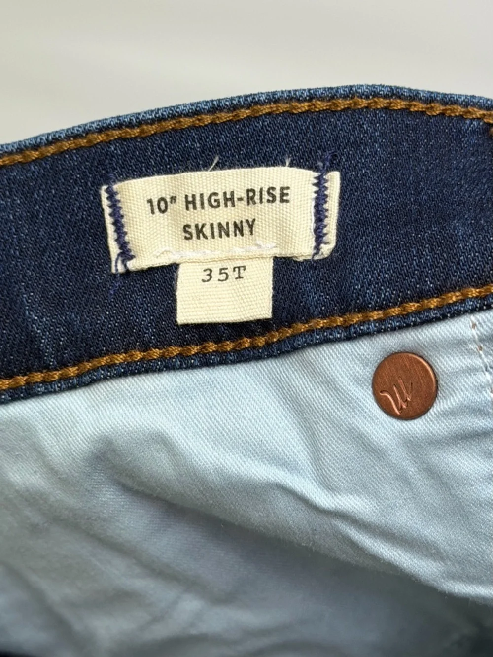 Madewell High Rise Skinny Jeans Size 35 Dark Wash NWT Tall - Picture 8 of 10